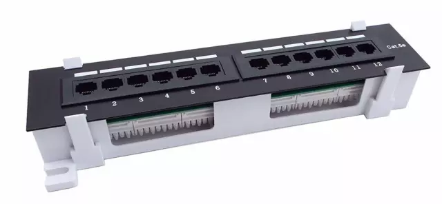 CNAweb 12 Port Vertical Cat5e 110 RJ45 Network Patch Panel 568A 568B w/Bracket