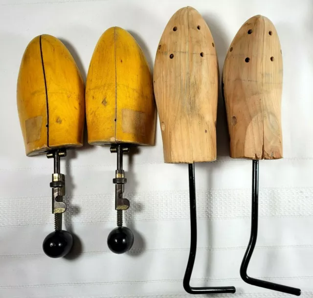 4 Vintage Wooden Cobbler Shoe Stretchers Shoe Keepers Trees Adjustable