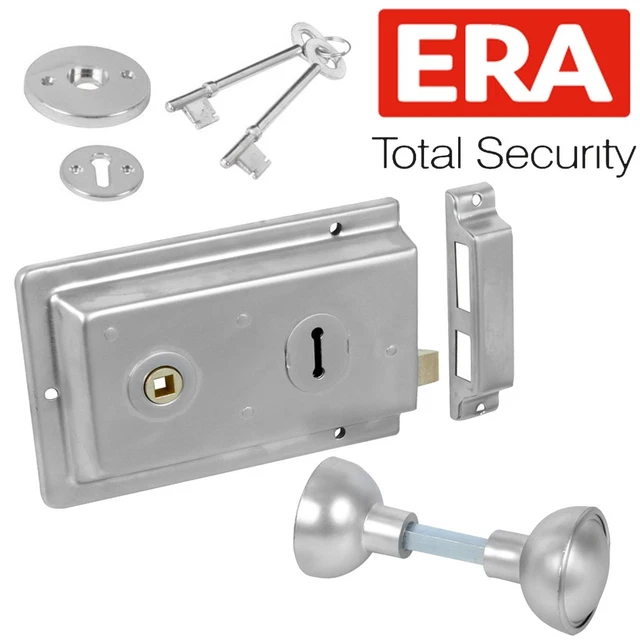 PREMIUM ERA SATIN SASH BOLT + KNOBS Front/Back Entrance Lock Night Latch Catch