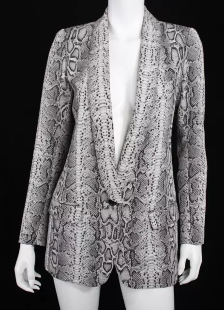 SMYTHE $795 NWT Gray Snake Print Textured Woven Shawl Blazer Jacket 6