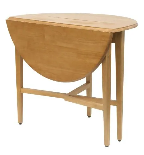 Round Drop Leaf Table Dining Kitchen Folding Compact Storage Wood Sturdy Dorm 3