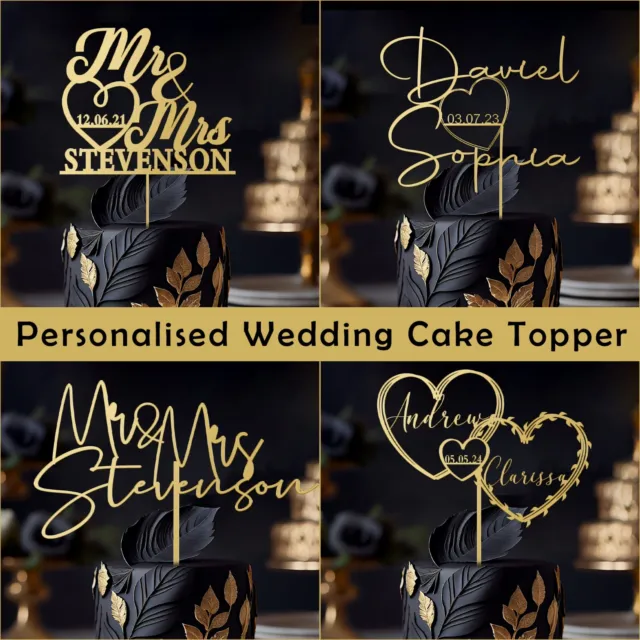 Personalised Wedding Cake Topper - Mr & Mrs Decor - Couple Anniversary Party