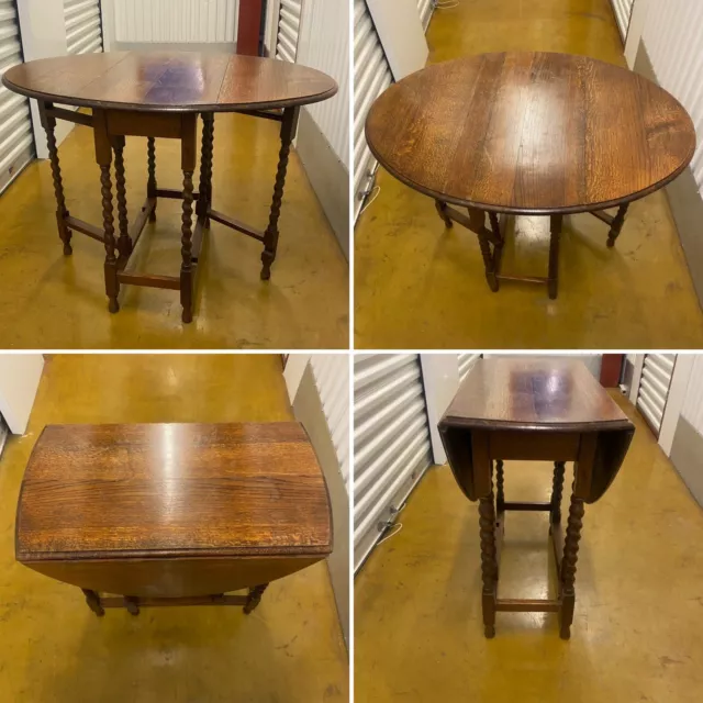 Victorian Gate Leg Barley Twist Oak Table Oval Drop Leaf Medium