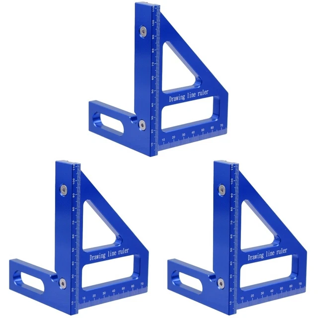Herramientas de medición cuadradas de metal de aleación de aluminio de 3 piezas