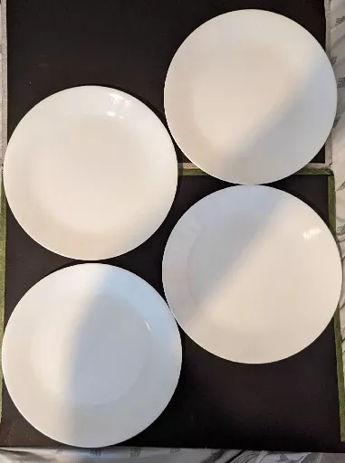 Set of 4 Corning Ware Corelle 10 1/4'' WINTER FROST WHITE Dinner Plates 10.25''