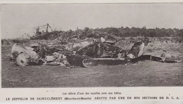 1917 -- Le Zeppelin Shot At Saint Clement Murth Et Moselle 3G531