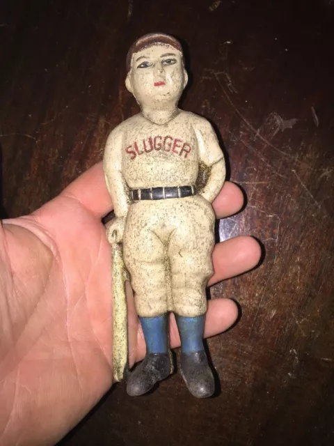 Cast Iron Piggy Bank Baseball Babe Ruth Louisville Slugger 7” Patina NYC MLB