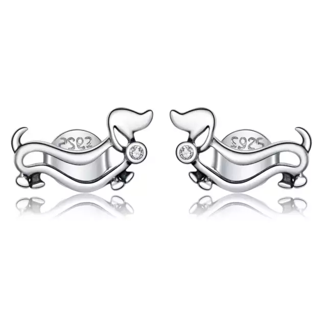 Sterling Silver Dachshund Dog Stud Hypoallergenic Earrings