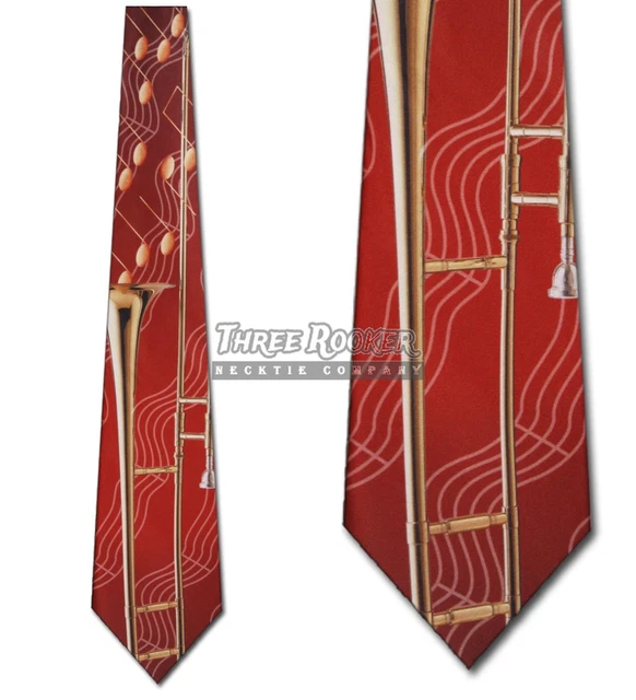 Trombone Ties Instrument Neckties Mens Music Notes Orchestra Band Neck Tie NWT Trombone Ties Instrument Neckties Mens Music Notes Orchestra Band Neck Tie NWT