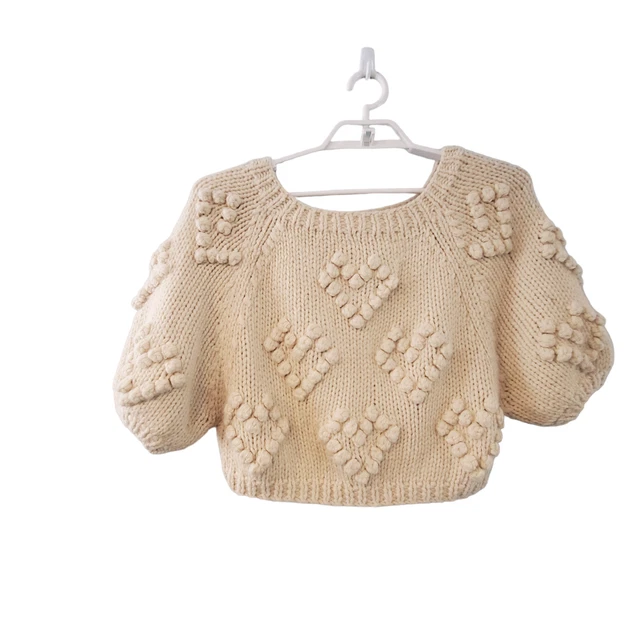 Callahan sweater womens size XS cream chunky cropped oversized short sleeves