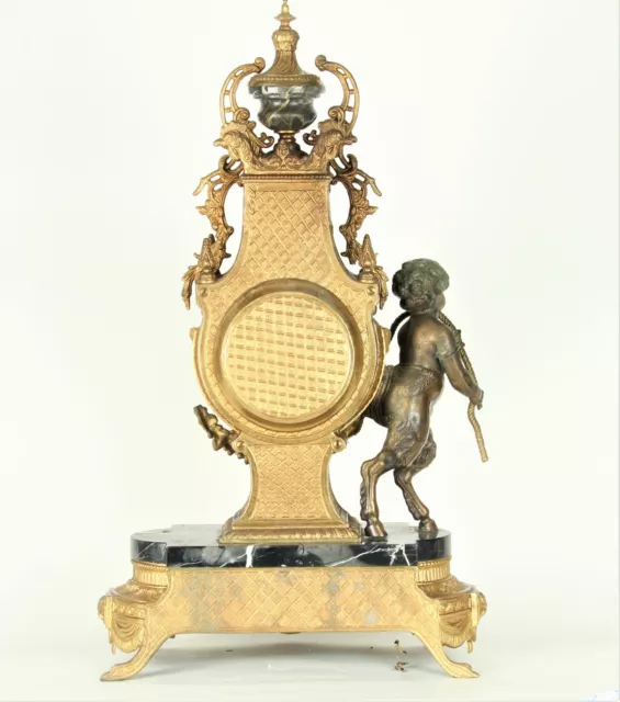 Imperial Lancini / Franz Hermle Gilded Bronze & Marble Mantle Clock with Faun 3