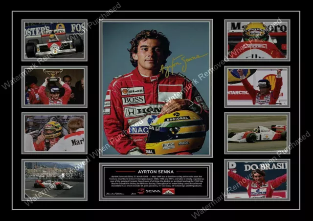 Ayrton Senna Signed F1 Limited Edition Memorabilia  A4 Autograph Photo Print