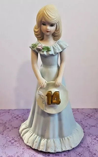 Vtg 1981 Growing Up Birthday Girls Age 14 Porcelain Blonde Enesco Collectible