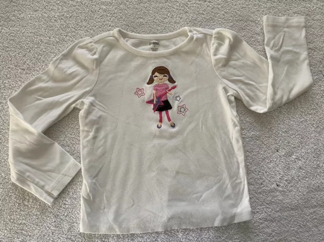 Gymboree Girls Popstar Academy Sz 7 Girl Playing Guitar Stars White Pink Purple