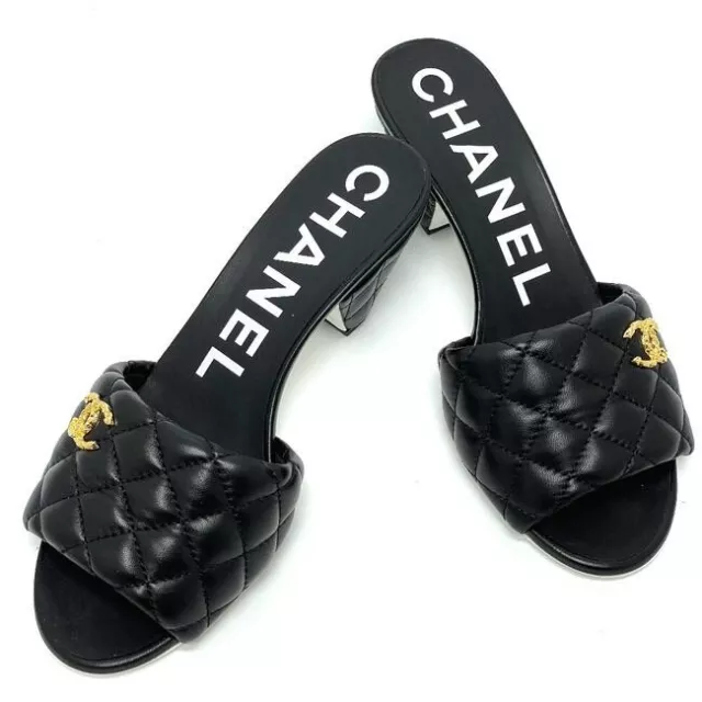 Chanel+Crystal+CC+Logo+White+Spotlight+Mule+Slide+Sandals+Size+38+EU+G40083  for sale online