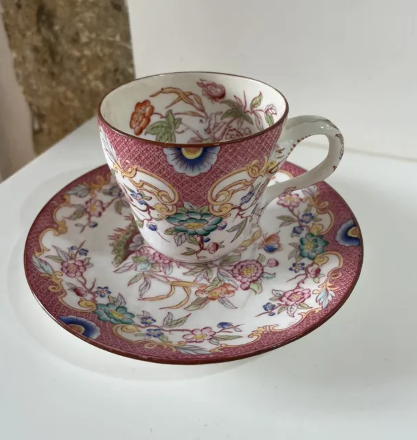Superbe tasse & Sous Tasse à café porcelaine de Sarreguemines décor Minton 216 2