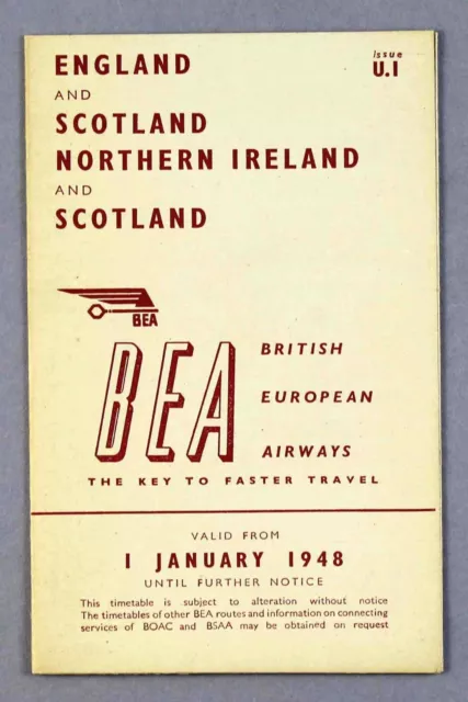 Bea British European Airways Escocia Irelandia Del Norte Horario Enero 1948