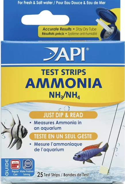 API Ammonia Test Strips Tropical Aquarium Cold or Salt Water Fish Shrimp x 25