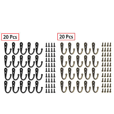 New 20Pcs Wall Mounted Hooks with Screws Single Coat Hangers for Bedroom Closets