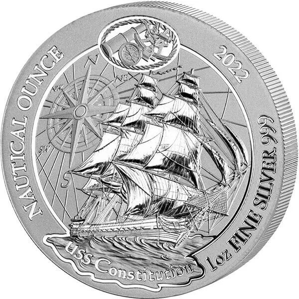 USS Constitution Nautical Ounce 1 oz Proof Silver Coin 50 Francs Rwanda 2022