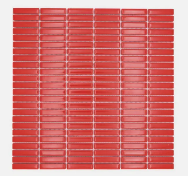 Palillos de mosaico de cerámica retro años 50 correas rojo brillante | 10 alfombras