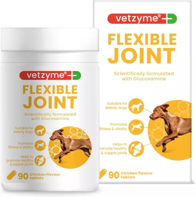 Vetzyme Flexible Joint Supplements for Dogs (90 Tablets) - Hip and Joint Care...