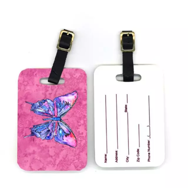 Carolines Treasures 8859BT 4 x 2.75 in. Pair of Butterfly on Pink Luggage Tag