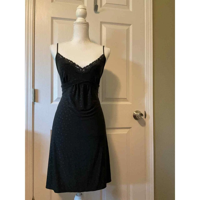 Black polka dotted slip dress L