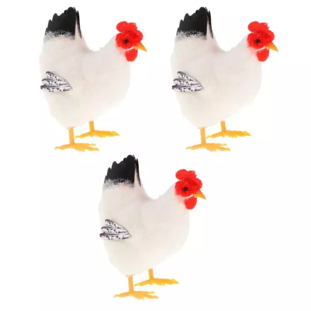 3x Chicken Hen Garden Ornament Outdoor Indoor Statue Animals Decor Sculpture