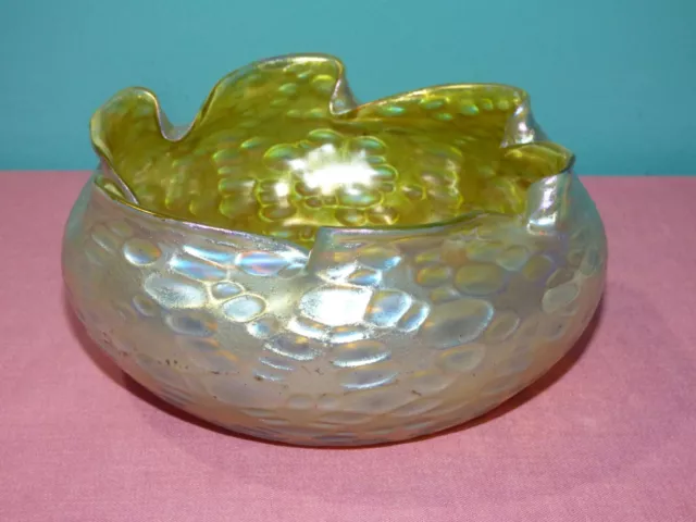 Loetz Candia Diaspora Iridescent Art Glass Bowl