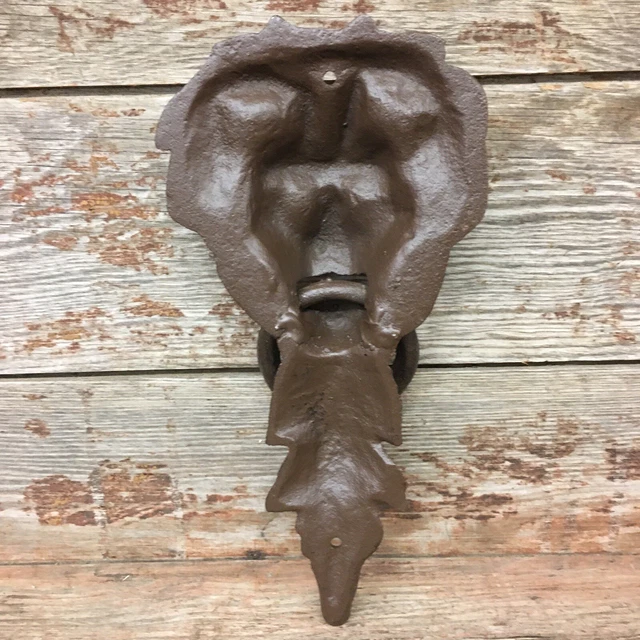 Large Cast Iron Antique Style Rustic LION HEAD Door Knocker Brown Finish 5