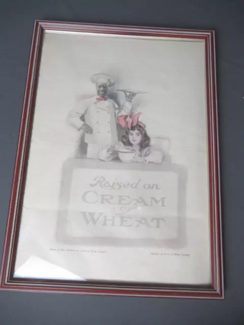 Framed Raised on Cream of Wheat Ad - Copy of Drawing by Otto Schneider - e pp