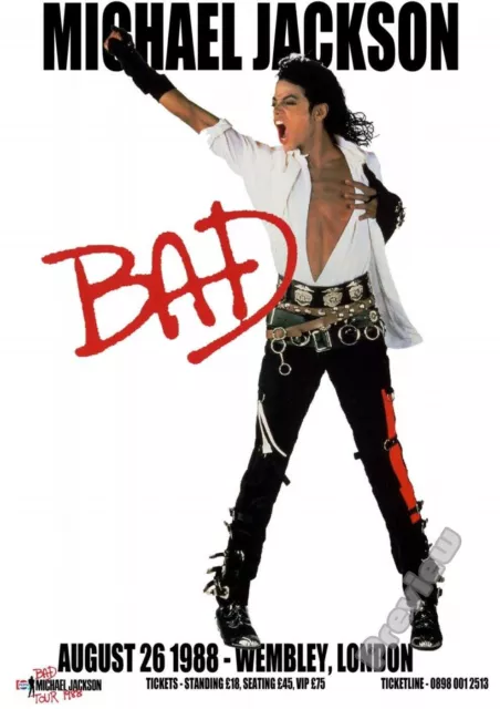 MICHAEL JACKSON BAD 1988 LONDON CONCERT  Print Poster Wall Art Picture A4 +