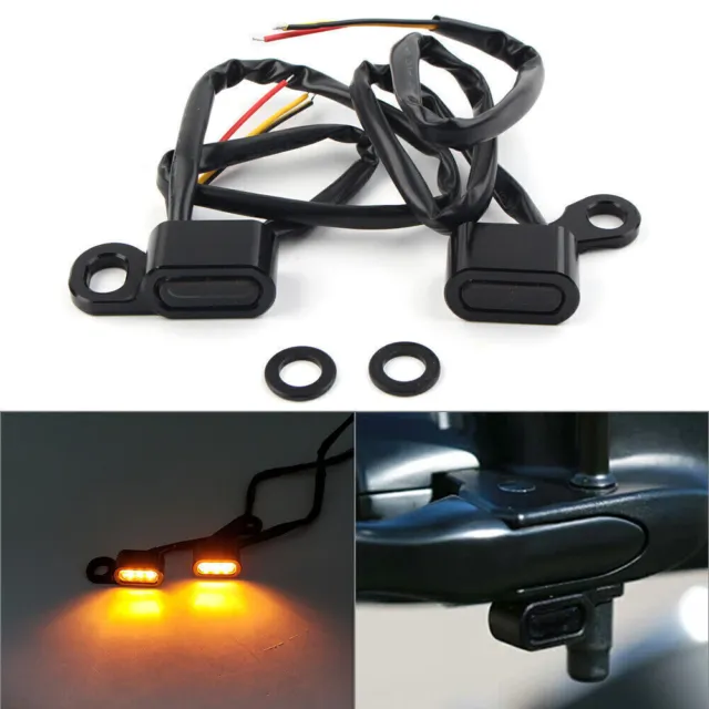 für Harley Sportster Softail Dyna  Motor Mini LED Blinker Schwarz Lenkerarmatur