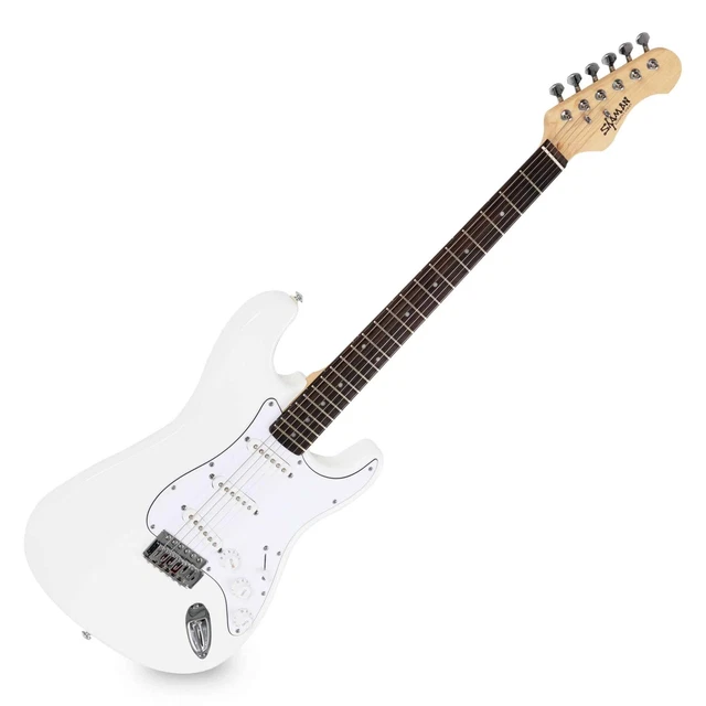 Shaman E-Gitarre ST Style Design Single Coil Ahorn Linde Tremolo Cutaway weiß