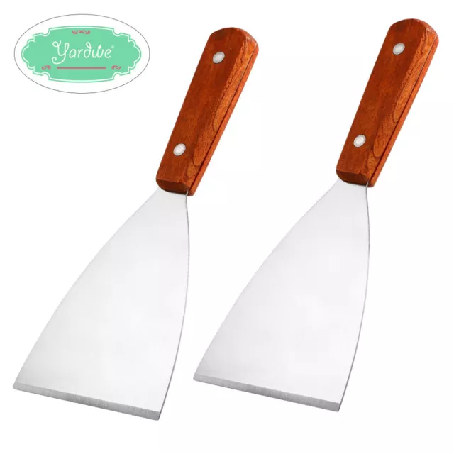 2PCS Short Grill Scraper Griddle Scraper Tool Metal Grill Scrapers 3