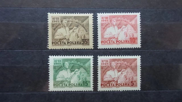 Polen 1949 / Kat. Fischer Nr. 501 - 504  Postfrisch / MNH (**)