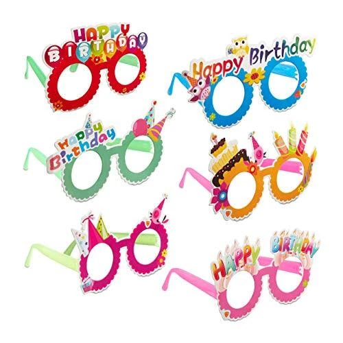 Relaxdays Lunettes de fêtes Happy Birthday, Lot de 6, Montures amusantes pour an