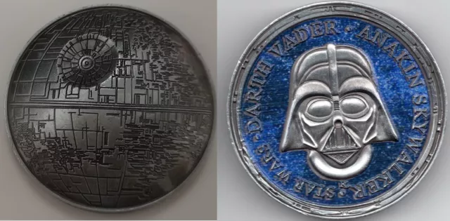 3D Death Star Wars Silver Coin Space Old Darth Vader Disney Andor Trek Sci Fi