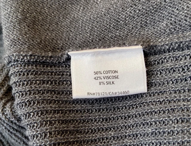 Eileen Fisher open front silk blend cardigan sweater charcoal grey knit ~ Large  3