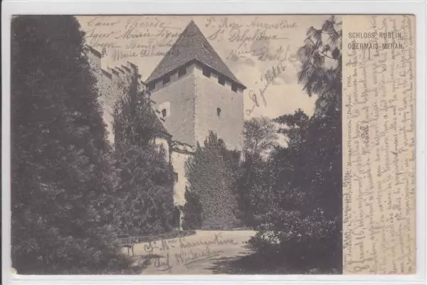 AK Merano, Meran, Obermais, Schloss Rubein, 1903