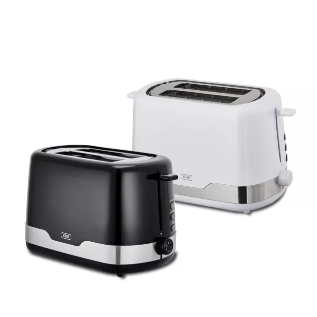 Toaster 2 Scheiben 850 W Schwarz mit Brötchenaufsatz 7 Bräunungsstufen KHG