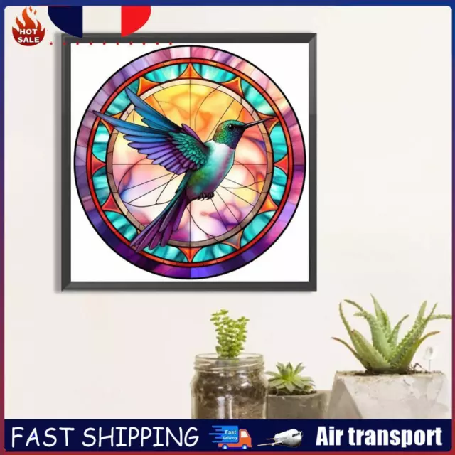 5D DIY Full Round Drill Diamond Painting Stained Glass Hummingbird Decor(A3060)
