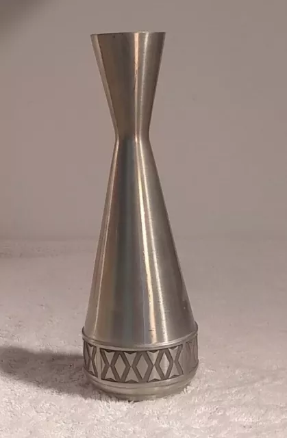 Selandia Norway Pewter Flower Vase Diamond Pattern 9"