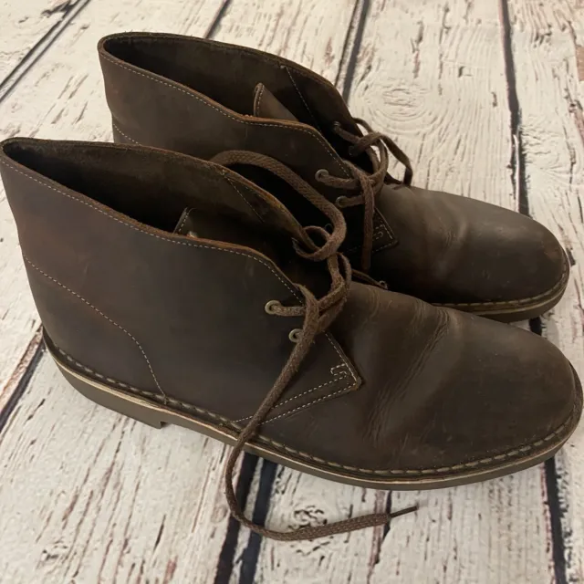 CLARKS BOOTS MEN’S Size 10 Brown Leather Ankle Chukka Desert Lace Up ...