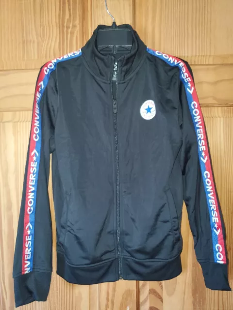 Converse Big Boys Tricot Track Jacket Size Medium black, zip up