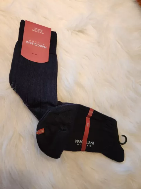 NWT Marcoliani Men`s Pima Cotton Blend MidCalf Black  Socks $25 Italy soft BE-81