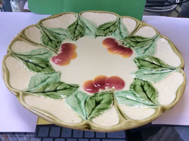 Czechoslovakia Majolica Fruit Peach Plate 10” Diameter #827 - Vintage
