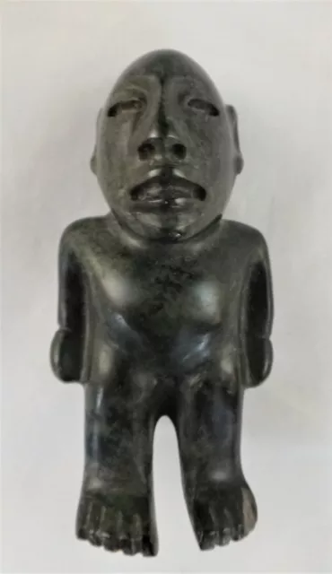 Olmec Pre-Columbian Carved Jade Standing Figure w/Arms by his Side. 4 ¼” tall