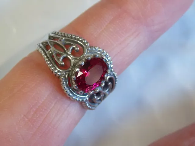 Red Lab Ruby Size 5 Ring 925 Sterling Silver Vintage Royal Style USA Made